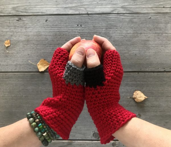mitenki merino czerwone - obrazek 2