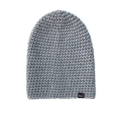 czapka merino jasnoszara gruba