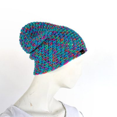 ażurowa czapka NIEBIESKI/ MULTICOLOR