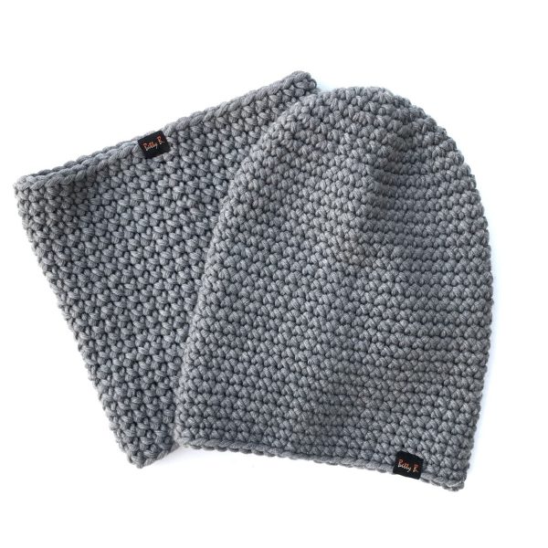 czapka merino jasnoszara gruba - obrazek 3