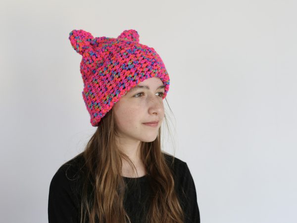 czapka z uszami NEON PINK - obrazek 4
