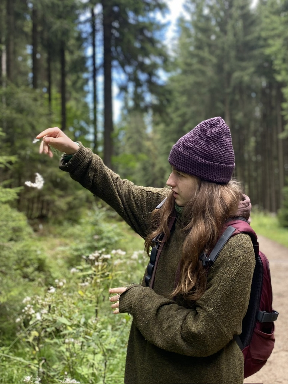 Cienka czapka merino bardzo zgaszony fiolet - obrazek 2