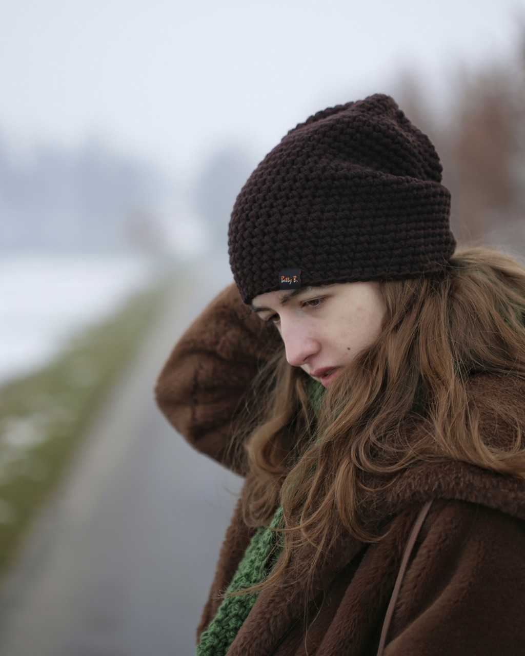 czapka merino gruba GORZKA CZEKOLADA - obrazek 5