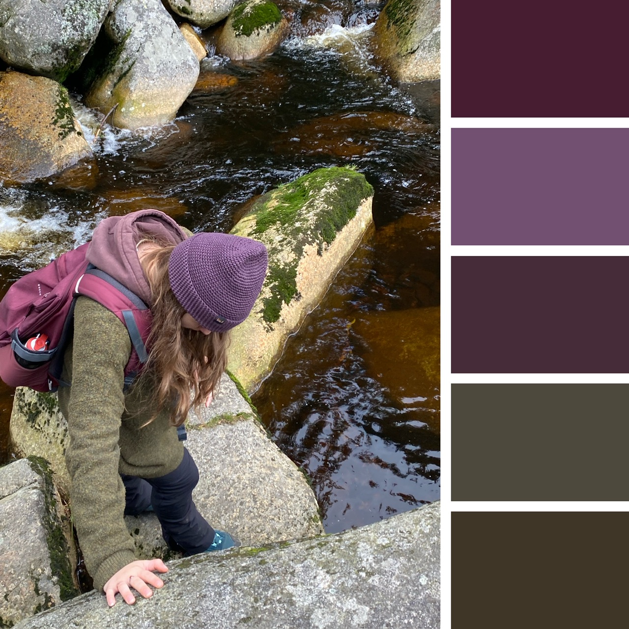 Cienka czapka merino bardzo zgaszony fiolet - obrazek 5