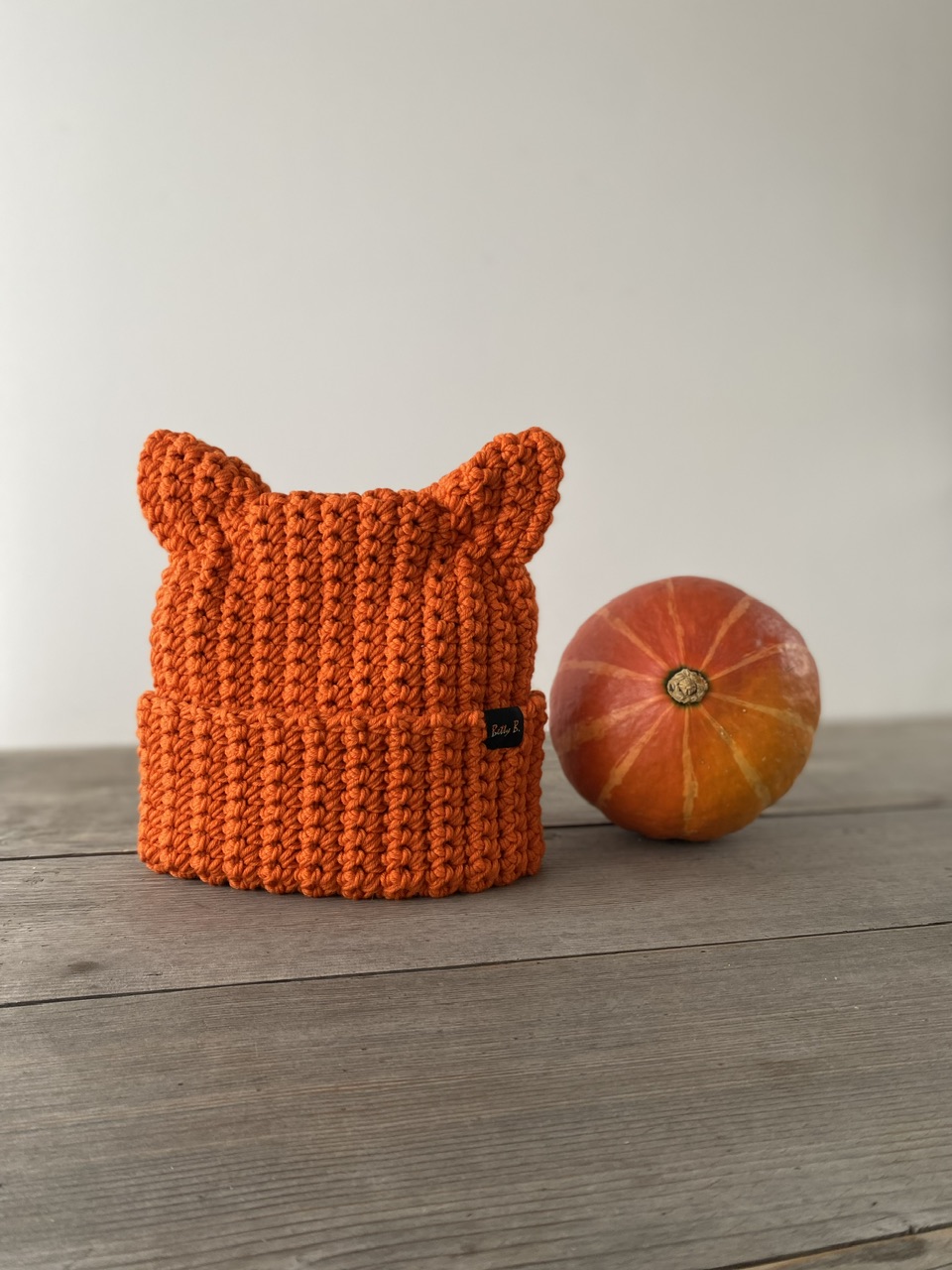 czapka merino z uszami pomarańcza - obrazek 2